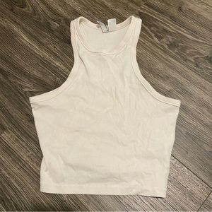 H&M cream stretch knit halter tank size M